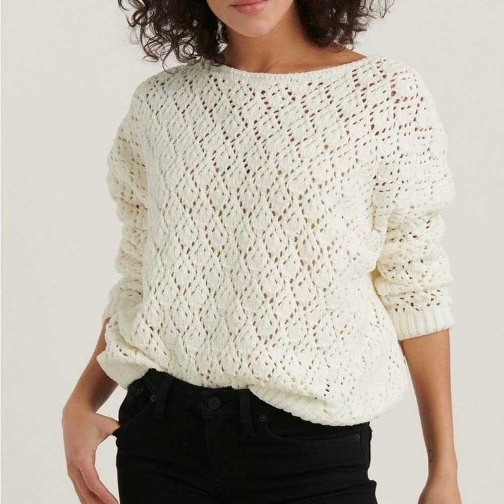 Lucky Brand Pointelle Chenille Pullover Sweater